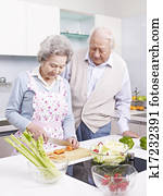 senior couple in kitchen