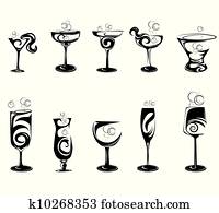 set of cocktail silhouette glasses set of cocktail silhouette glasses