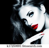 Sexy Beauty Girl with Red Lips and Nails. Provocative Makeup Sexy Beauty Girl with Red Lips and Nails. Provocative Makeup
