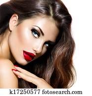 Sexy Beauty Girl with Red Lips and Nails. Provocative Makeup Sexy Beauty Girl with Red Lips and Nails. Provocative Makeup