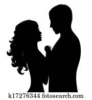 Silhouette a happy couple Silhouette a happy couple