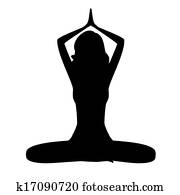 Silhouette woman practicing yoga Silhouette woman practicing yoga