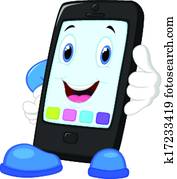 Smart phone cartoon calling Smart phone cartoon calling