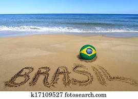 Soccer ball with Brazilian flag and word Soccer ball with Brazilian flag and word