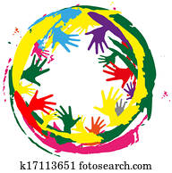 splashes of color and hands