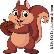 Squirrel cartoon with nut Squirrel cartoon with nut