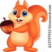 Squirrel cartoon with nut Squirrel cartoon with nut