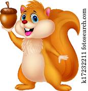 Squirrel cartoon with nut Squirrel cartoon with nut