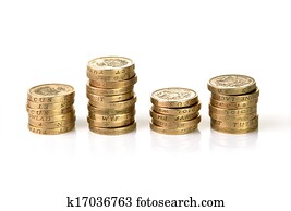 Stacks of British pound coins