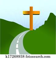 straße, to, religion, begriff, abbildung, design