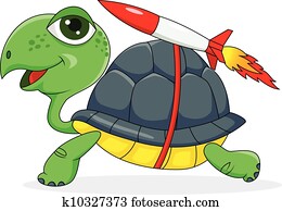 tartaruga, com, um, foguete