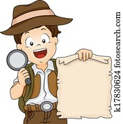 tesouro, caça, menino