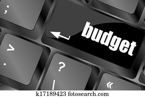 um, teclado, com, um, tecla, leitura, orçamento