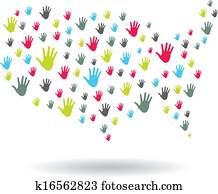 usa, hände, landkarte, logo