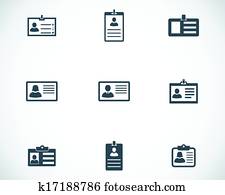 Vector black id card icons set