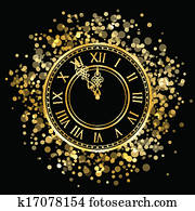 Vector gold New Year Clock Vector gold New Year Clock