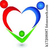 Vector of family heart shape logo