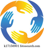 Vector of Teamwork hands logo