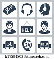 Vector support, call center icons set Vector support, call center icons set