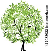 vetorial, -, quatro estações, árvore