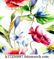 Watercolor illustration with flowers