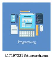 Web and HTML programming flat illustration Web and HTML programming flat illustration