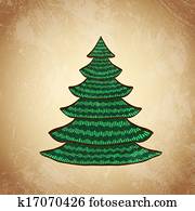 Weihnachtsbaum Doodle Kiefer Baum Skizze Baum Zeichnung Urlaub Dekoration  Stern Ornament Retro Weihnachten Stock Vektor Art und mehr Bilder von  Abstrakt - iStock