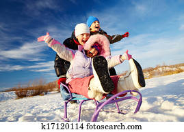 équitation, sur, traîneau