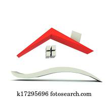 דיר, אדום, גג, גרפי, לוגו