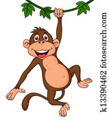 חמוד, קוף, ציור היתולי, לתלות