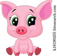 חמוד, תינוק, חזיר, ציור היתולי