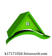 ירוק, גג, דיר, עם, swoosh