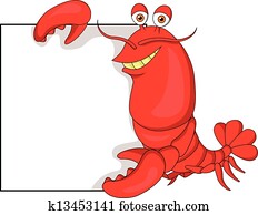 לובסטר, ציור היתולי, עם, סימן ריק