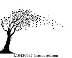 סתו, עץ, צללית