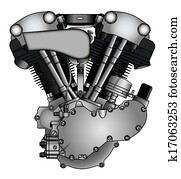 קלאסי, v-twin, אופנוע, מנוע
