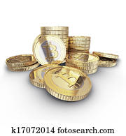 황금, bitcoin, 디지털, 통화