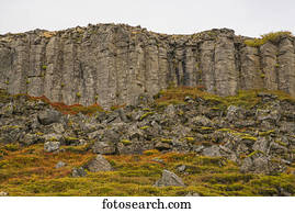 Basalt columns of old lava in the Snaefellsness Peninsula; Iceland