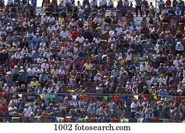 Crowd of people in stands at organized event Crowd of people in stands at organized event