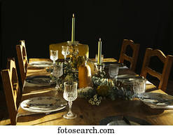 een, tafel, set, voor, formele, het dineren