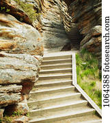 escadas, em, um, caverna