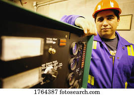 homem, em, indústria