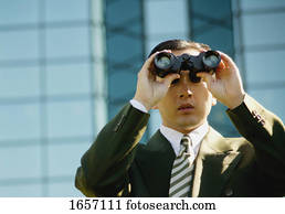 homem negócios, olha, em, futuro