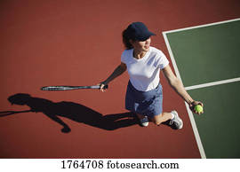 mulher, jogando tênis