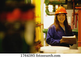 Woman with hard hat