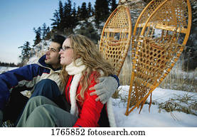 Couple with snowshoes