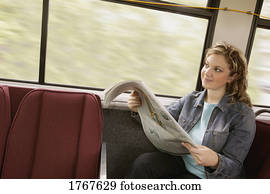 frau, sitzt, auf, bus frau, sitzt, auf, bus