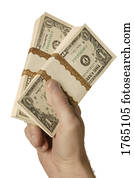 Holding stacks of money