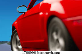 um, carro vermelho, estrada