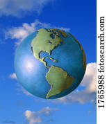 um, globo, em, a, céu