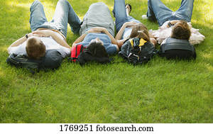 A group of young people napping A group of young people napping